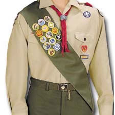 Fishing Type F Rolled Edge Khaki Twill Vintage Boy Scout Merit Badge 